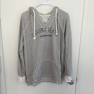 Laguna Beach Striped Hoodie - Gray and White